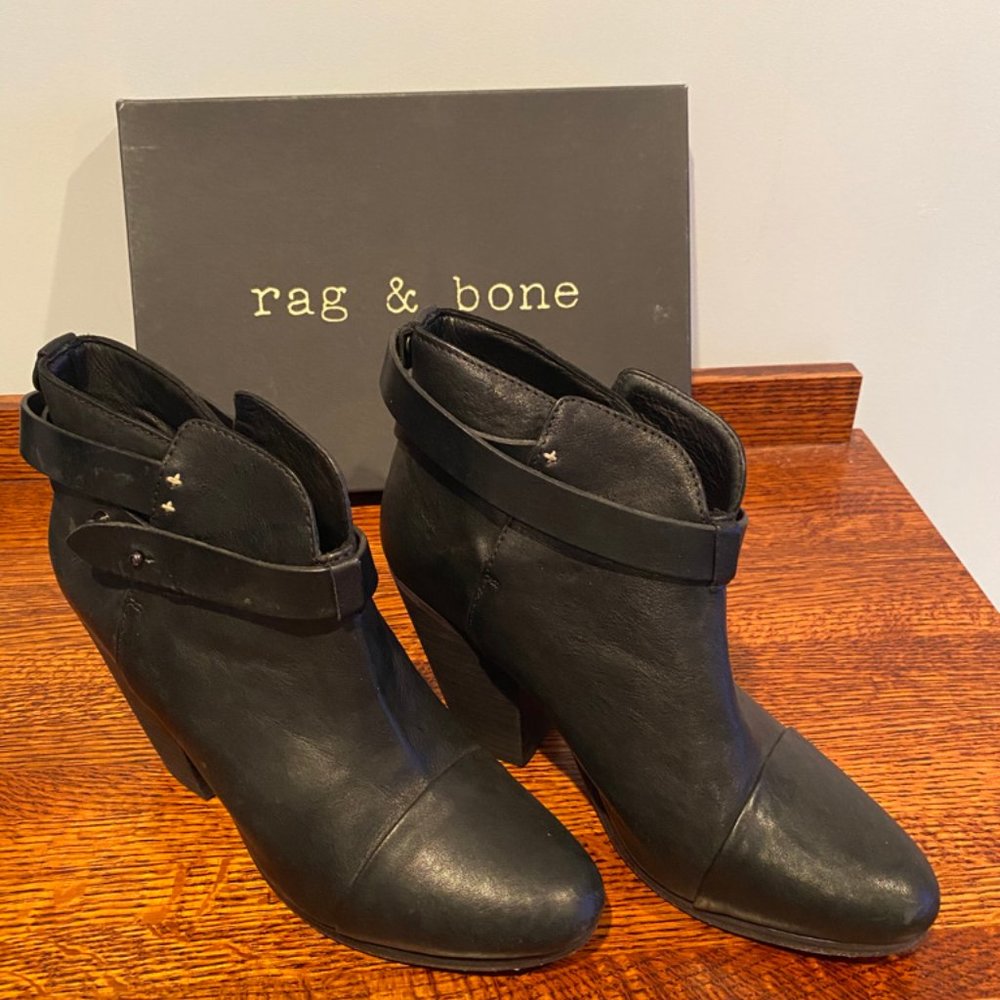 Black leather Rag & Bone Harrow booties size 10